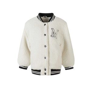 Minoti Girls Embroidered Borg Jacket / Off White